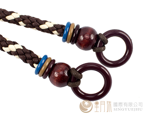 臘繩手把/三圈珠(軟)-66±5cm-咖啡+米白色