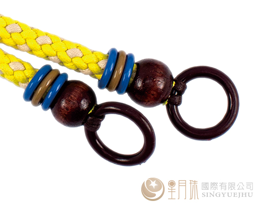 臘繩手把/三圈珠(軟)-44±5cm-黃+米白