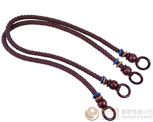 臘繩手把/三圈珠(軟)-66±5cm-深咖啡色