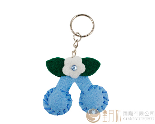 DIY不织布~可爱樱桃锁圈-浅蓝(D0023)