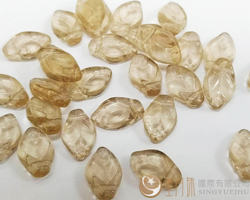 捷克水晶葉形珠-淺咖-12*7mm-剩1包